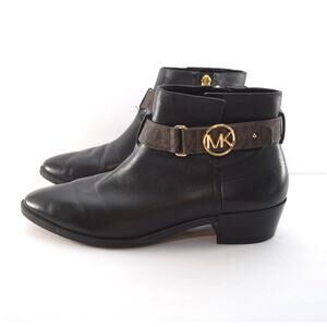 Michael Kors Harland Chelsea Bootie Black MK Ankle Logo Side 8.5